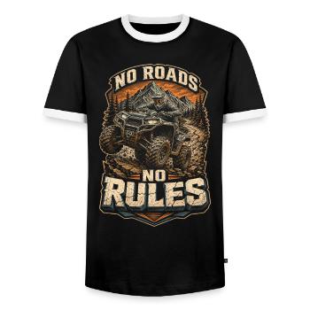 ATV Quad Fahren Quads Quadfahrer No Roads no Rules - Männer Kontrast-T-Shirt - Schwarz/Weiß - Vorne - AI Model Female 172 light (172cm) & AI Model Male 178 light (178cm)