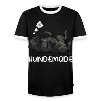 Hundemüde Cane Corso italienischer mastiff  - Männer Kontrast-T-Shirt - Schwarz/Weiß - Vorne - AI Model Female 172 light (172cm) & AI Model Male 178 light (178cm)