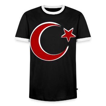 Roter Mond-Stern Motiv Türkei - Männer Kontrast-T-Shirt - Schwarz/Weiß - Vorne - AI Model Female 172 light (172cm) & AI Model Male 178 light (178cm)