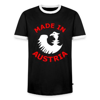 Made in Austria Eagle Logo Silhouette - Men's Ringer Shirt - black/white - Front - AI Model Female 172 light (172cm) & AI Model Male 178 light (178cm)