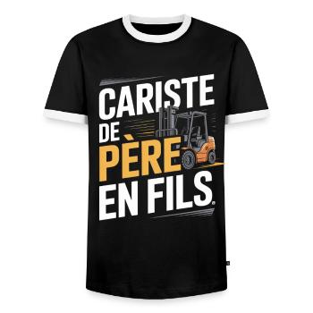 T-Shirt Cariste Père En Fils Original - T-shirt contrasté Homme - noir/blanc - Devant - AI Model Female 172 light (172cm) & AI Model Male 178 light (178cm)