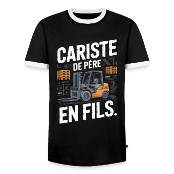T-Shirt Cariste Famille Original Cadeau Humour  - T-shirt contrasté Homme - noir/blanc - Devant - AI Model Female 172 light (172cm) & AI Model Male 178 light (178cm)
