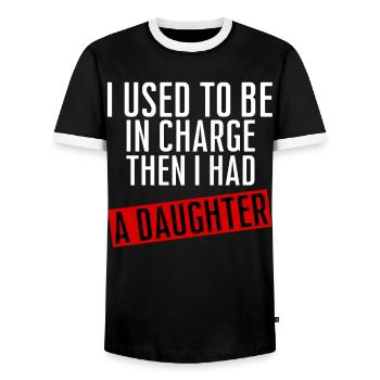 Be in Charge Then I Had A Daughter Funny dad - T-shirt contrasté Homme - noir/blanc - Devant - AI Model Female 172 light (172cm) & AI Model Male 178 light (178cm)