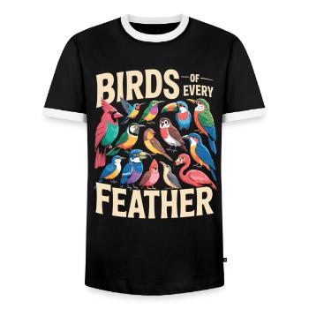 Birds of Every Feather Vogel Vielfalt - Men's Ringer Shirt - black/white - Front - AI Model Female 172 light (172cm) & AI Model Male 178 light (178cm)