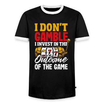 Funny Gambler Gambling Casino Slot Machine - Men's Ringer Shirt - black/white - Front - AI Model Female 172 light (172cm) & AI Model Male 178 light (178cm)