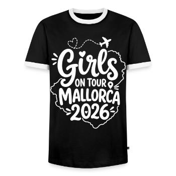 Malle 2026 Girls On Tour Mallorca 2026 - Männer Kontrast-T-Shirt - Schwarz/Weiß - Vorne - AI Model Female 172 light (172cm) & AI Model Male 178 light (178cm)