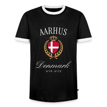 Aarhus Dänemark Wappen Krone – Reise Souvenir - Männer Kontrast-T-Shirt - Schwarz/Weiß - Vorne - AI Model Female 172 light (172cm) & AI Model Male 178 light (178cm)