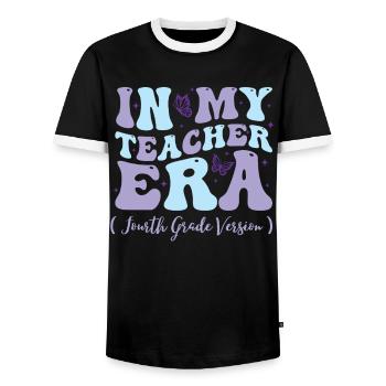 In My Teacher Era Fourth Grade - Men's Ringer Shirt - black/white - Front - AI Model Female 172 light (172cm) & AI Model Male 178 light (178cm)