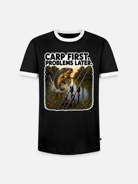 Karpfen-Erste Probleme später Sprungkarpfen-Design - Männer Kontrast-T-Shirt - Schwarz/Weiß