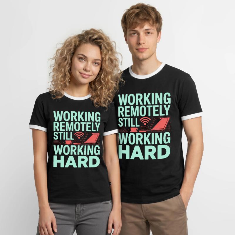 Remote Developer Working Remotely Web Programmer Männer Kontrast-T-Shirt