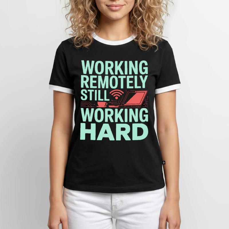 Remote Developer Working Remotely Web Programmer Männer Kontrast-T-Shirt