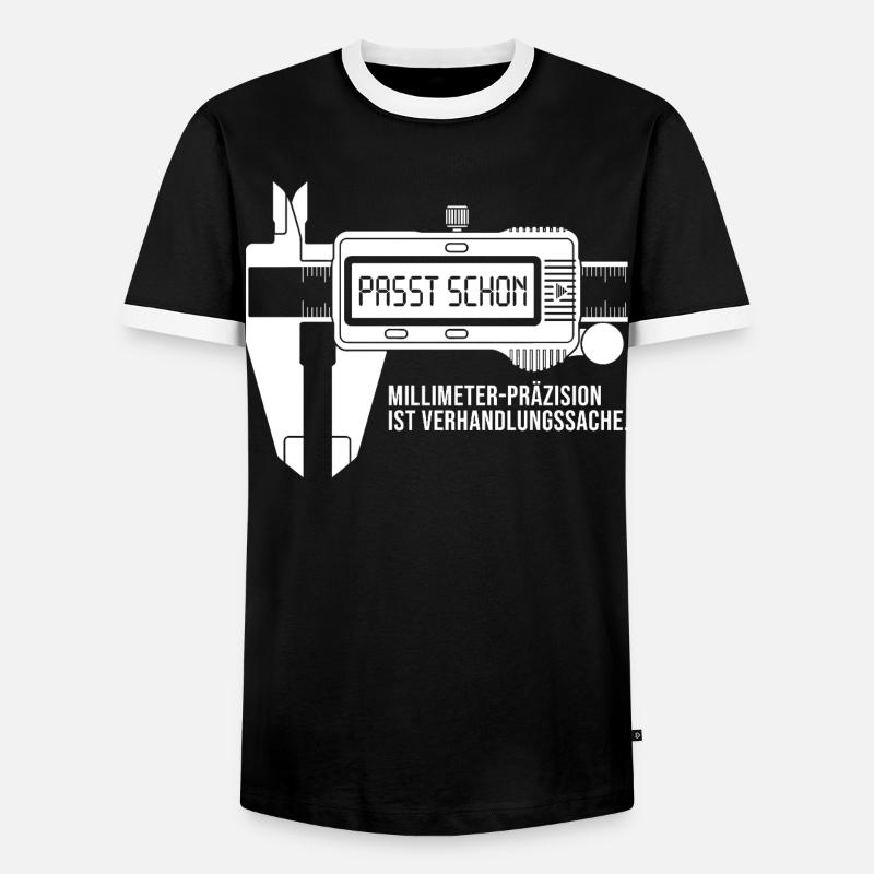 Handwerker Messschieber Millimeter Präzision - Männer Kontrast-T-Shirt - Schwarz/Weiß