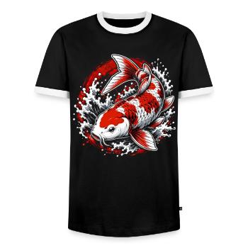 Conception artistique éclaboussée de carpe koi rouge blanc - T-shirt contrasté Homme - noir/blanc - Devant - AI Model Female 172 light (172cm) & AI Model Male 178 light (178cm)
