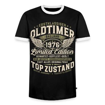 Oldtimer 1976 Baujahr 50. Geburtstag Geschenk - Männer Kontrast-T-Shirt - Schwarz/Weiß - Vorne - AI Model Female 172 light (172cm) & AI Model Male 178 light (178cm)
