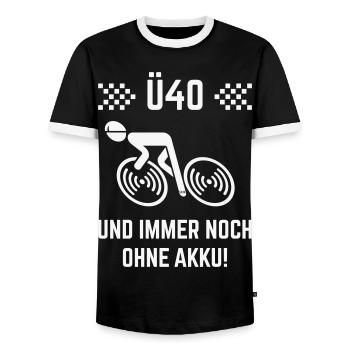 Ü40 Und Immer Noch Ohne Akku! (Fahrrad Rennrad W) - Männer Kontrast-T-Shirt - Schwarz/Weiß - Vorne - AI Model Female 172 light (172cm) & AI Model Male 178 light (178cm)