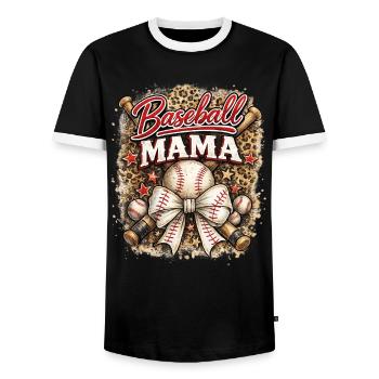 Baseball Mom Bow Leopard Mother's Day Sports - Men's Ringer Shirt - black/white - Front - AI Model Female 172 light (172cm) & AI Model Male 178 light (178cm)