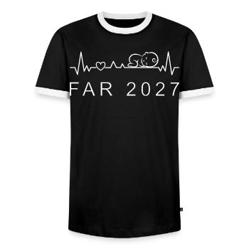Papa 2027 Battement de cœur Grossesse Danois - T-shirt contrasté Homme - noir/blanc - Devant - AI Model Female 172 light (172cm) & AI Model Male 178 light (178cm)