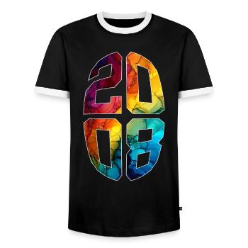18 JAHRE ALT 2008 18. GEBURTSTAG - Männer Kontrast-T-Shirt - Schwarz/Weiß - Vorne - AI Model Female 172 light (172cm) & AI Model Male 178 light (178cm)