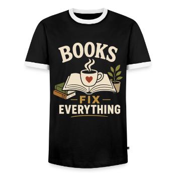 Reading is my favorite thing to do Design - Men's Ringer Shirt - black/white - Front - AI Model Female 172 light (172cm) & AI Model Male 178 light (178cm)