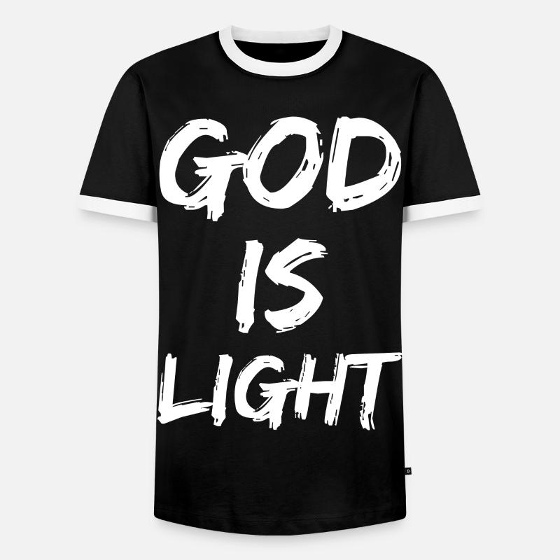 god is light - Men's Ringer Shirt - black/white