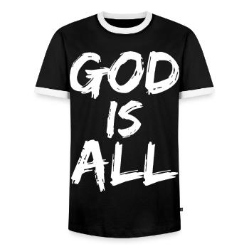 god is all - Männer Kontrast-T-Shirt - Schwarz/Weiß - Vorne - AI Model Female 172 light (172cm) & AI Model Male 178 light (178cm)