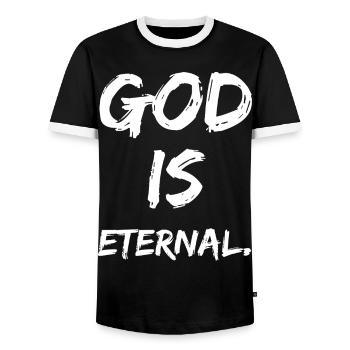 god is eternal - Männer Kontrast-T-Shirt - Schwarz/Weiß - Vorne - AI Model Female 172 light (172cm) & AI Model Male 178 light (178cm)