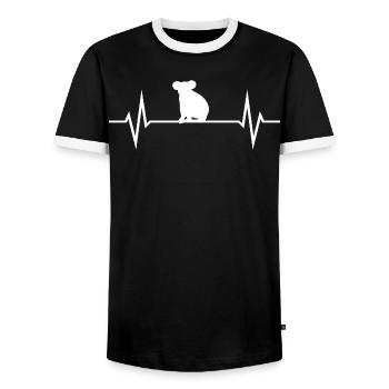 Koala ECG Heartbeat Love - Men's Ringer Shirt - black/white - Front - AI Model Female 172 light (172cm) & AI Model Male 178 light (178cm)
