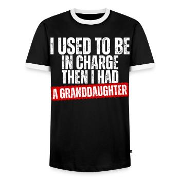 Be in Charge Then I Had A Daughter Funny dad - T-shirt contrasté Homme - noir/blanc - Devant - AI Model Female 172 light (172cm) & AI Model Male 178 light (178cm)