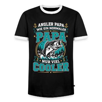 Angler Papa – Viel Cooler Vater - Männer Kontrast-T-Shirt - Schwarz/Weiß - Vorne - AI Model Female 172 light (172cm) & AI Model Male 178 light (178cm)