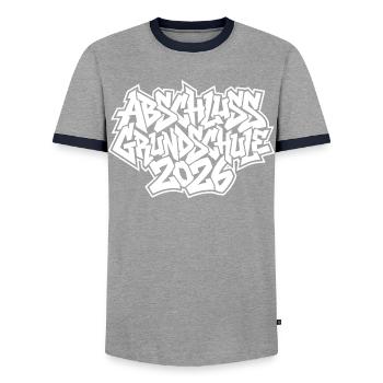 Elementary School Graduation 2026 Graffiti - Men's Ringer Shirt - grey/navy  - Front - AI Model Female 172 light (172cm) & AI Model Male 178 light (178cm)