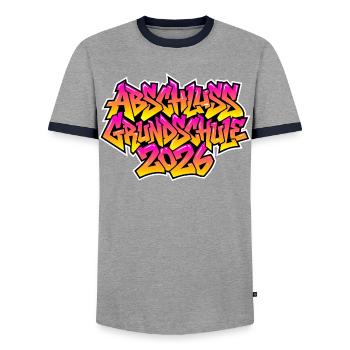 Elementary School Graduation 2026 Graffiti - Men's Ringer Shirt - grey/navy  - Front - AI Model Female 172 light (172cm) & AI Model Male 178 light (178cm)