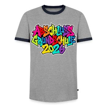 Primary school graduation 2026 - Men's Ringer Shirt - grey/navy  - Front - AI Model Female 172 light (172cm) & AI Model Male 178 light (178cm)