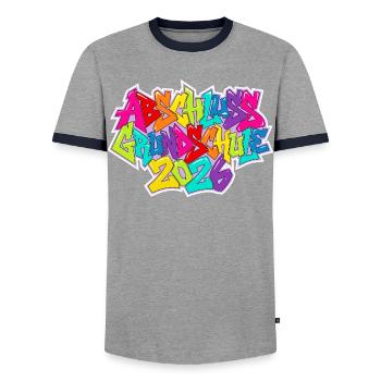 Primary school graduation 2026 - Men's Ringer Shirt - grey/navy  - Front - AI Model Female 172 light (172cm) & AI Model Male 178 light (178cm)
