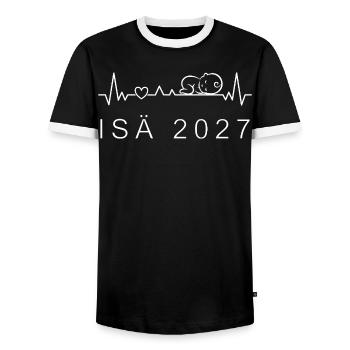 dad 2027 heartbeat pregnancy Finnish - Men's Ringer Shirt - black/white - Front - AI Model Female 172 light (172cm) & AI Model Male 178 light (178cm)