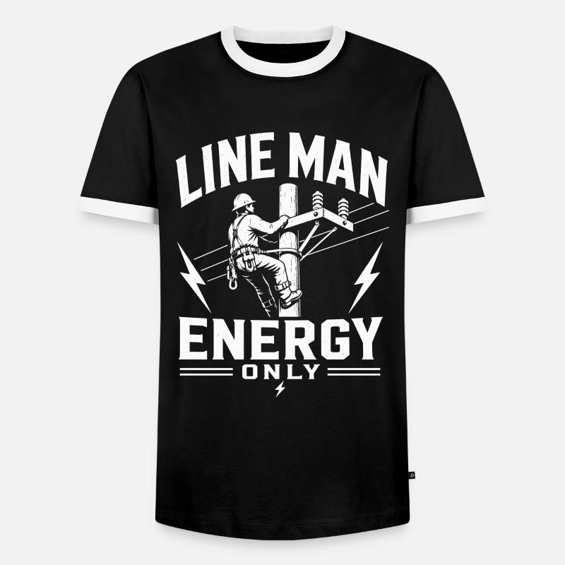 Engineering Engineer Electrician Lineman Design - Men's Ringer Shirt - black/white