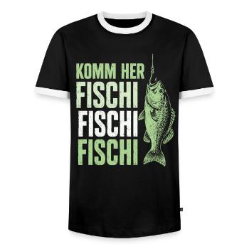 Angeln Angler Fischer Fisch Lustiges Angler Spruch - Männer Kontrast-T-Shirt - Schwarz/Weiß - Vorne - AI Model Female 172 light (172cm) & AI Model Male 178 light (178cm)