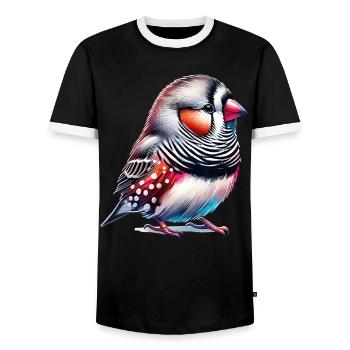 Zebra Finch Motif - Men's Ringer Shirt - black/white - Front - AI Model Female 172 light (172cm) & AI Model Male 178 light (178cm)
