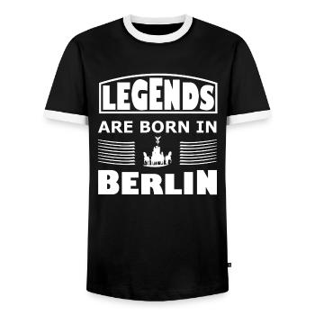 Legends born in Berlin - Men's Ringer Shirt - black/white - Front - AI Model Female 172 light (172cm) & AI Model Male 178 light (178cm)