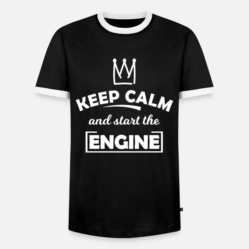 Keep Calm and Start the Engine - Männer Kontrast-T-Shirt - Schwarz/Weiß