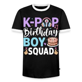 K-Pop Birthday Boy Squad - Men's Ringer Shirt - black/white - Front - AI Model Female 172 light (172cm) & AI Model Male 178 light (178cm)