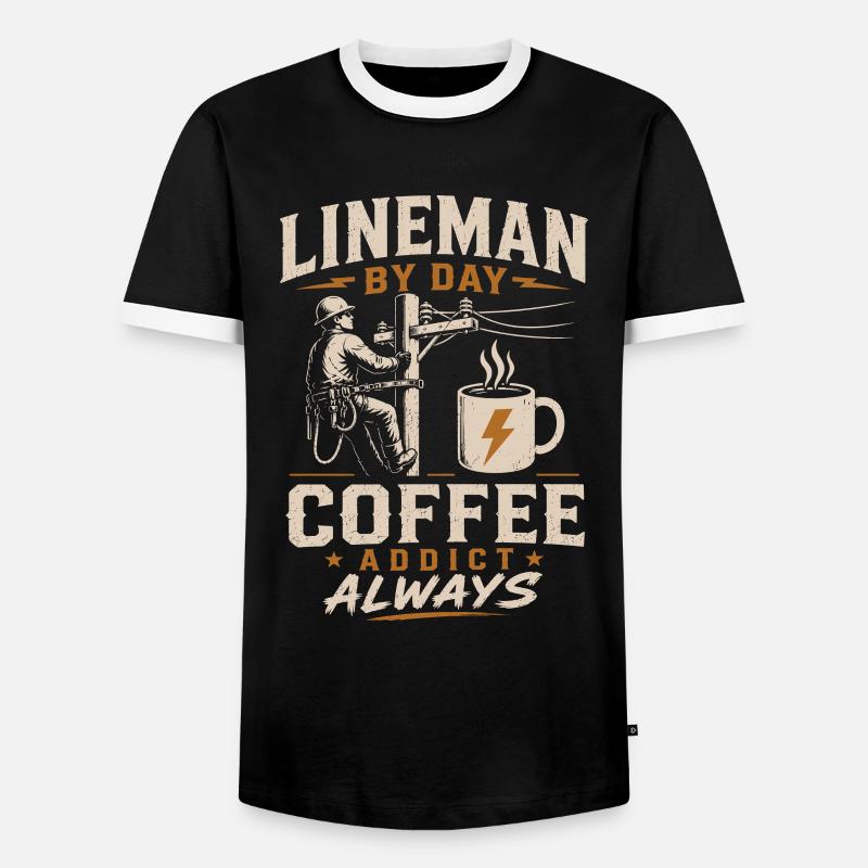 Strom Techniker Kaffee Kabel Arbeit - Männer Kontrast-T-Shirt - Schwarz/Weiß