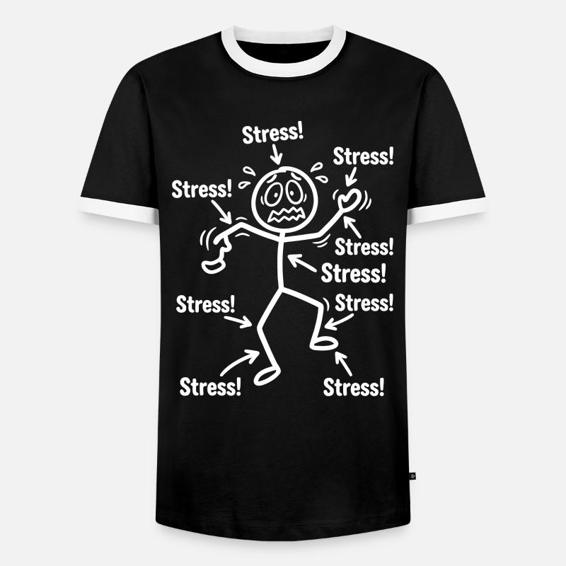 stress_figur_pfeile - Men's Ringer Shirt - black/white