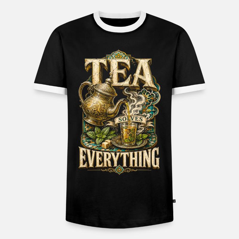 Marokkaner Marokko Tea Solves Everything - Männer Kontrast-T-Shirt - Schwarz/Weiß
