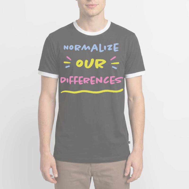 Normalize our Differences - Inclusion ASD ADHD Men's Ringer Shirt