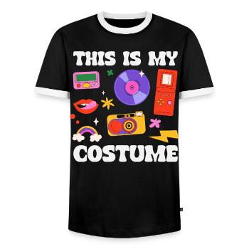 Retro Back to the 80s Vintage Design - Men's Ringer Shirt - black/white - Front - AI Model Female 172 light (172cm) & AI Model Male 178 light (178cm)