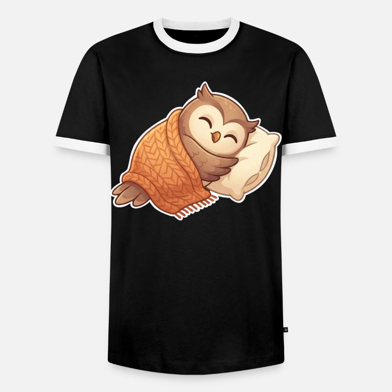 Eule Schlafen - Männer Kontrast-T-Shirt - Schwarz/Weiß