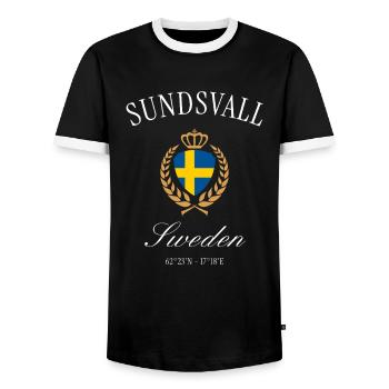 Sundsvall Schweden Wappen Krone – Reise Souvenir - Männer Kontrast-T-Shirt - Schwarz/Weiß - Vorne - AI Model Female 172 light (172cm) & AI Model Male 178 light (178cm)