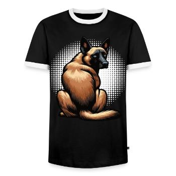 Malinois Belgian Shepherd Malinois Owner - Men's Ringer Shirt - black/white - Front - AI Model Female 172 light (172cm) & AI Model Male 178 light (178cm)