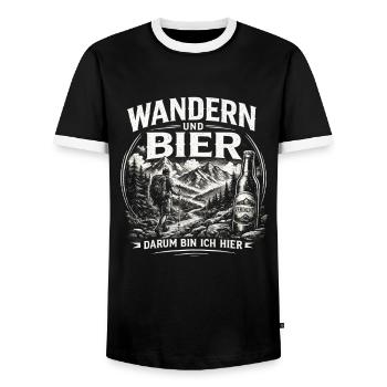 Wandern und Bier Berg Abenteuer - Männer Kontrast-T-Shirt - Schwarz/Weiß - Vorne - AI Model Female 172 light (172cm) & AI Model Male 178 light (178cm)