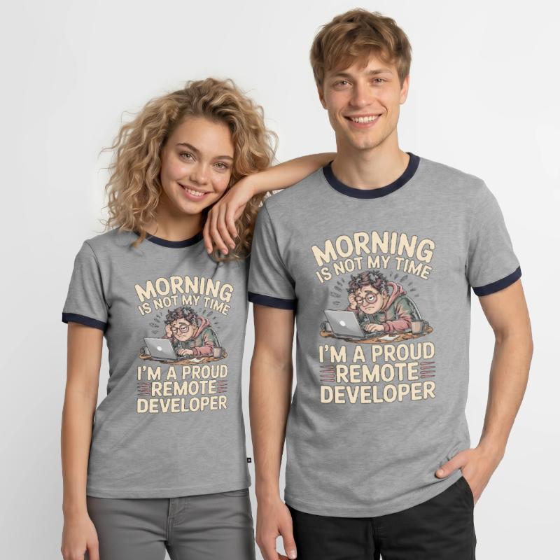 Remote Developer Morning Is Not My Web Developer Men's Ringer Shirt
